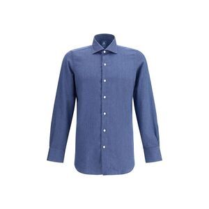 Finamore Long Sleeve ButtonUp Shirt Men Blue Shirts